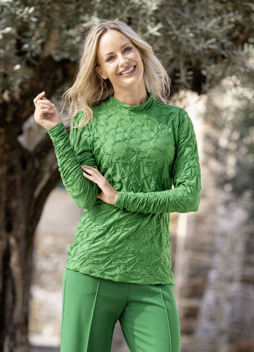 Shirts - Shirt mit Stehkragen in 5 Farben Ansicht 3 Shirts - Shirt mit Stehkragen in 5 Farben, in Größe 034 bis 052, in Farbe GRÜN Ansicht 3