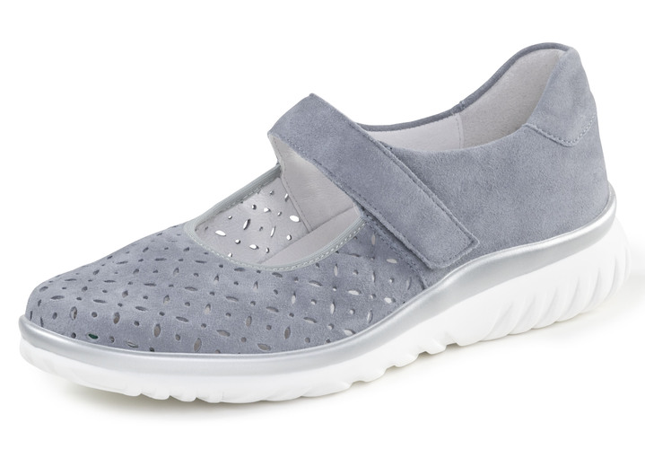 Komfortschuhe - ELENA EDEN Spangenschuh aus Veloursleder mit luftigen Durchbrüchen, in Größe 3 1/2 bis 8, in Farbe BLEU Ansicht 1
