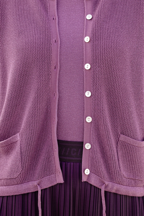 Jacken, Westen & Sets - Strickjacke mit Bindebänder, in Größe 036 bis 048, in Farbe BEERE Ansicht 3