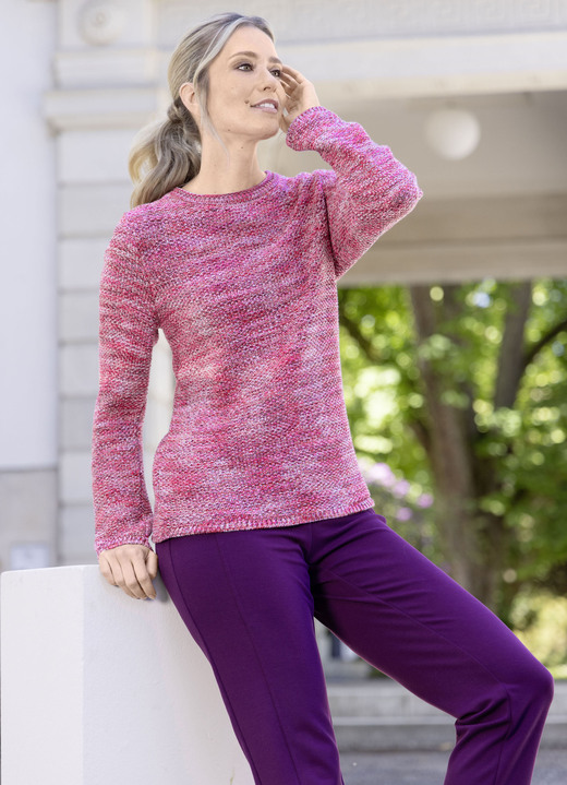 Pullover - Pullover mit Reiskornstruktur, in Größe 036 bis 050, in Farbe PINK-MULTICOLOR Ansicht 2