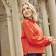 Mode - Shirt mit Stehkragen, in Größe 036 bis 048, in Farbe ORANGE – Farbe ORANGE – Ansicht 2