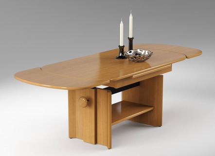 Couchtische - Höhenverstell- und ausziehbarer Couchtisch, in Farbe NUSSBAUM – Farbe BUCHE – Ansicht 