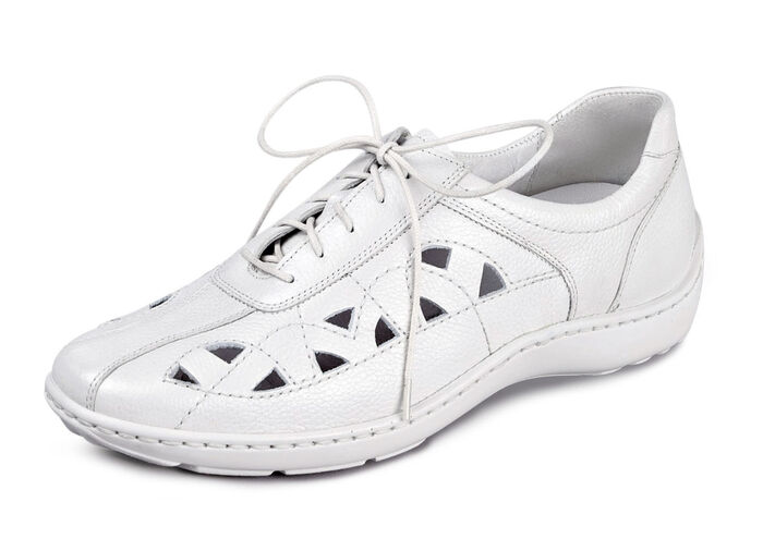 Waldläufer, sommerliche Damen-Schnürschuhe, Weite H, mit herausnehmbarem Fußbett NATURWEISS