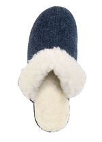 Warme Damen-Hausschuhe, Weite H, mit Wolle BLAU