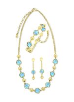 Schmuckset,  3-teilig, mit Kristallsteinen in T&uuml;rkis 