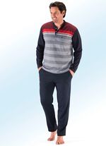 Hajo Klima Komfort Schlafanzug mit Knopfleiste und garngef&auml;rbtem Ringel 