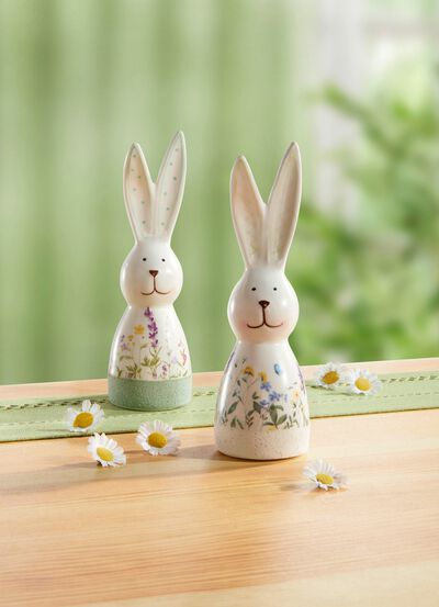 Hasenpaar, 2er-Set, aus hochwertiger Keramik 