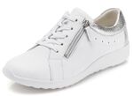 Waldl&auml;ufer, bequeme Damen-Schn&uuml;rschuhe, Weite K, mit herausnehmbarem Fu&szlig;bett WEISS-SILBER
