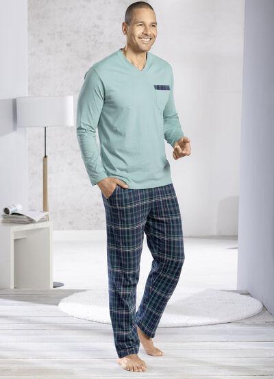 Comte-Schlafanzug mit V-Ausschnitt und offenen Abschlüssen 