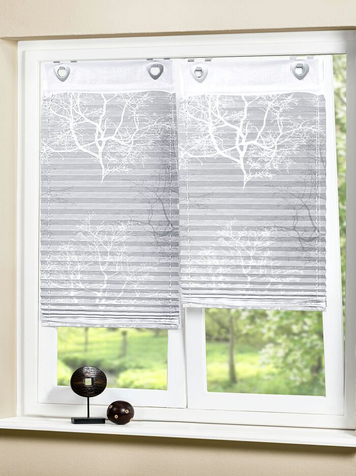 Plissee-Rollos mit dekorativen Äste-Druckdessin 