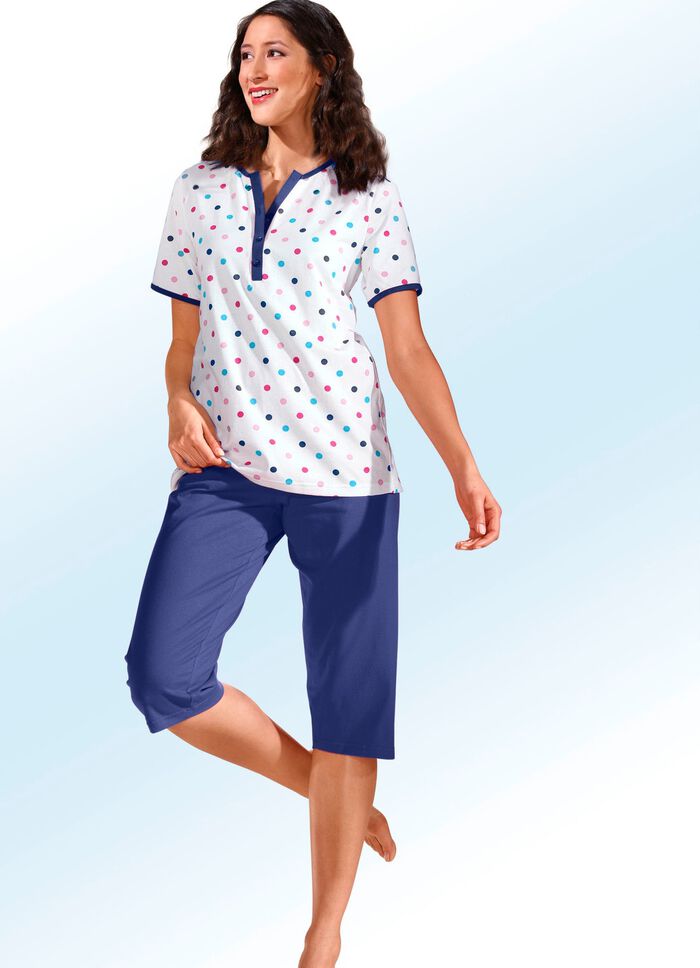 Zweierpack Schlafanz&uuml;ge mit P&uuml;nktchen, lang- und kurzarm 