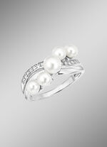 Perlenglanz und strahlende Eleganz: Damenring mit Süßwasser-Zuchtperlen 