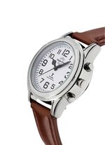 Funk-Damenuhr mit Lederband und sprechender Zeitansage 