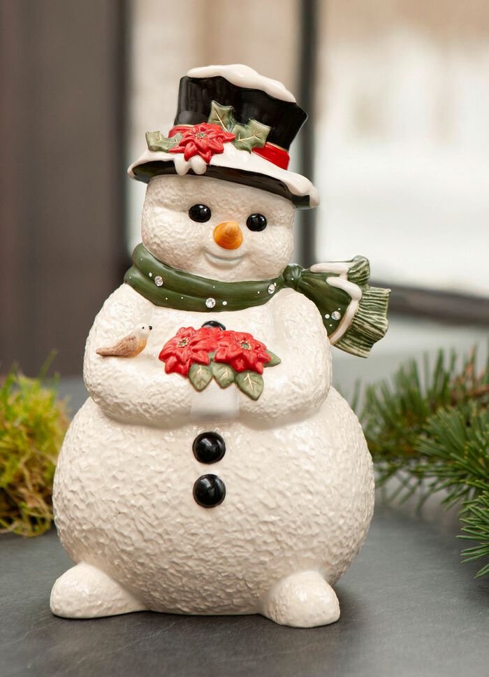 Schneemann aus Feinsteingut  