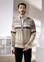 Jacke mit durchgehendem Reißverschluss BEIGE-BRAUN MELIERT