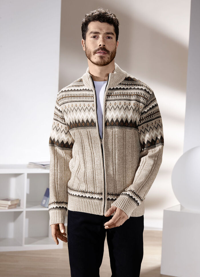 Jacke mit durchgehendem Reißverschluss BEIGE-BRAUN MELIERT