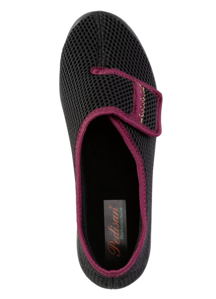 Klettschuh mit hübscher Bordüre SCHWARZ-BORDEAUX