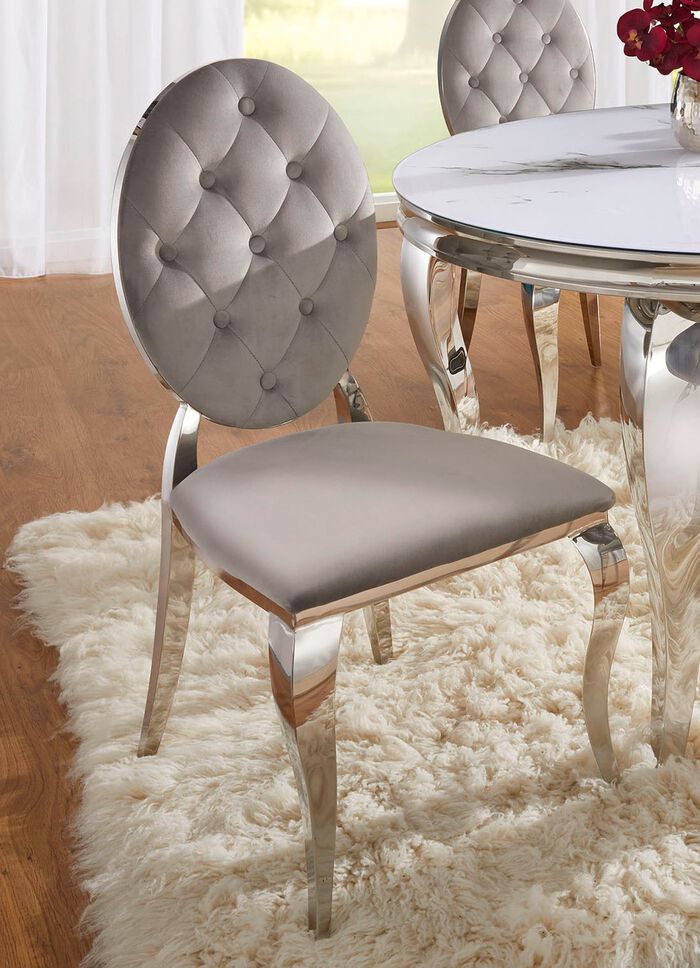 St&uuml;hle mit Schaumstoff-Polsterung, 2er-Set CHROM-GRAU