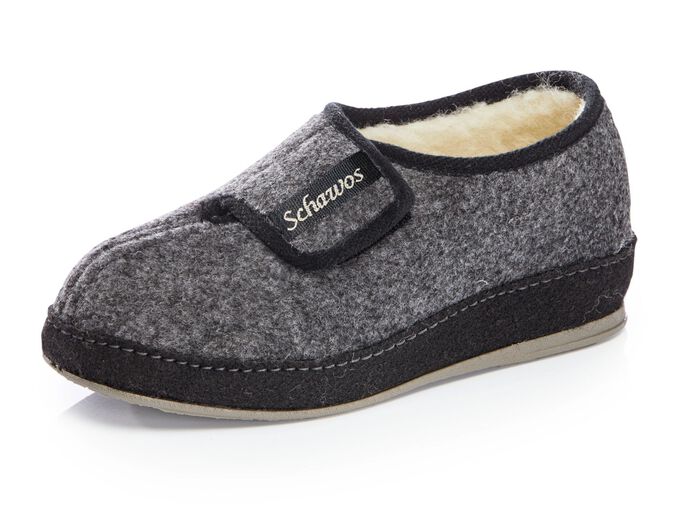 Atmungsaktive Damen-Hausschuhe, mit Klettverschluss GRAU