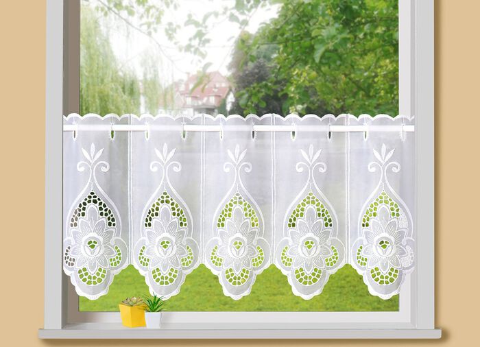 Kurzstore Blume mit Stangendurchzug WEISS