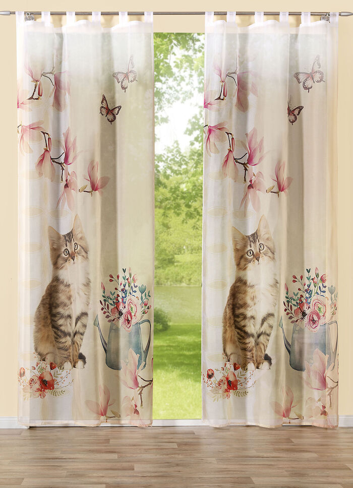 Digitalbedruckte &Uuml;bergardine und Verdunkelungsschals mit Katzen-Motiv 