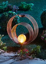 Solarleuchte aus Metall in Rostoptik mit Glaskugel ROST