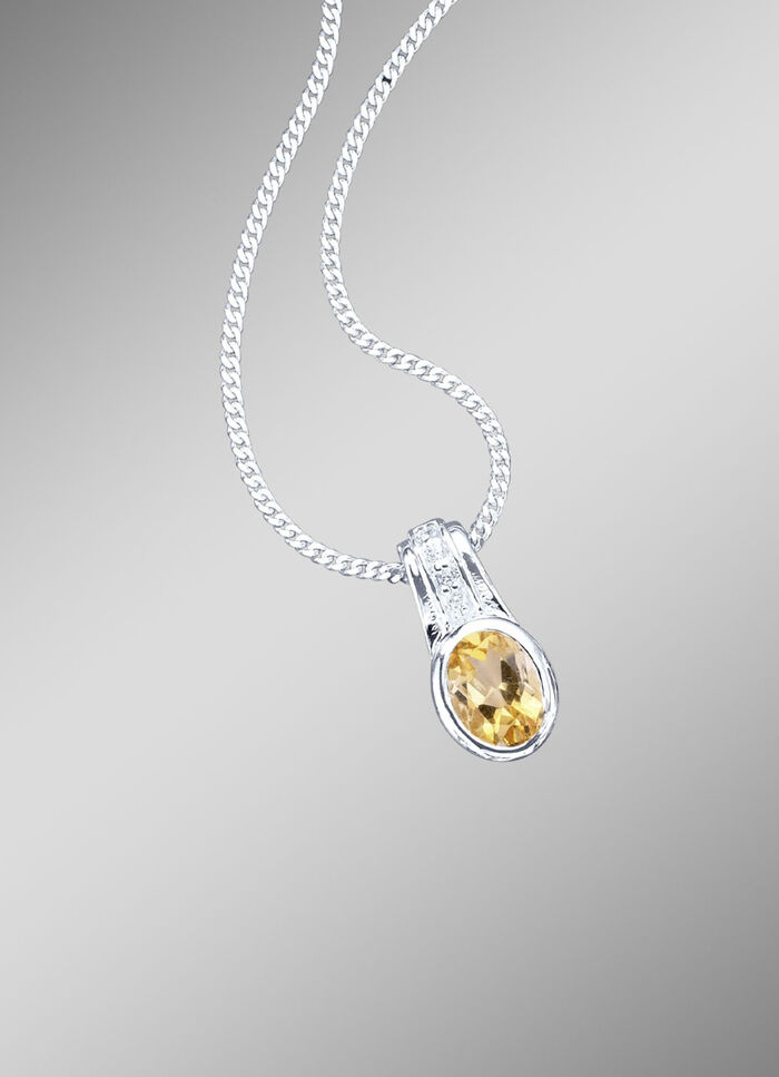 Anhänger mit echt Citrin und synth. Zirkonia 