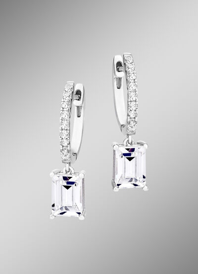 Klappcreolen aus Silber 925/- fein mit synth. Zirkonia 