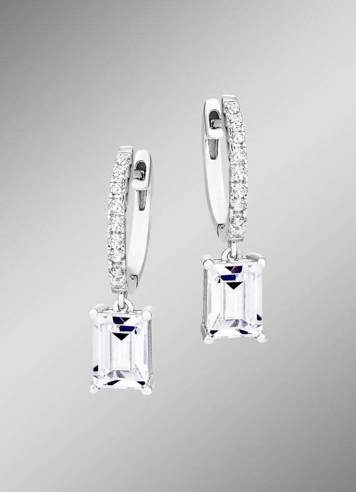 Klappcreolen aus Silber 925/- fein mit synth. Zirkonia 