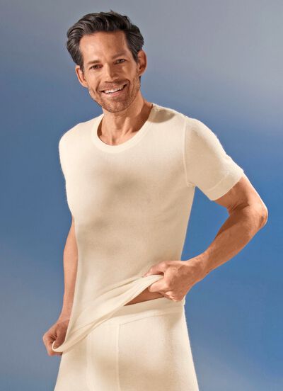 Schlupfjacke, kurzarm, mit Angora, in Ecru 