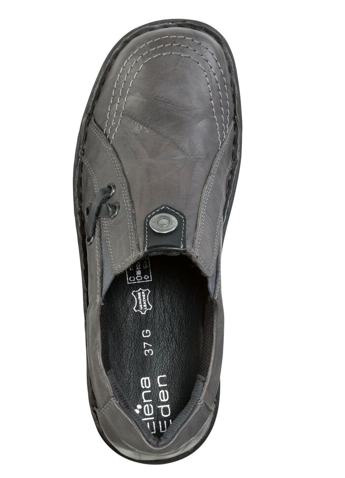 ELENA EDEN-Slipper aus Nappaleder GRAU-SCHWARZ