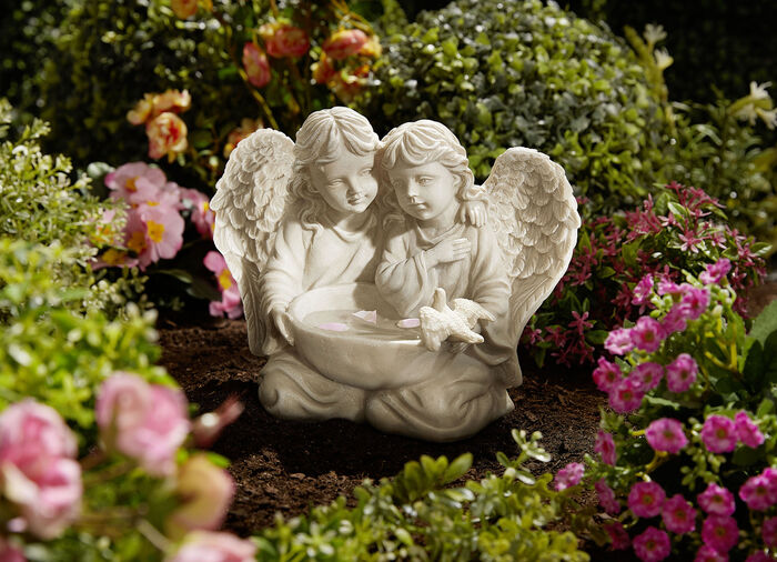 Vogeltränke Engelspaar ANTIKWEISS