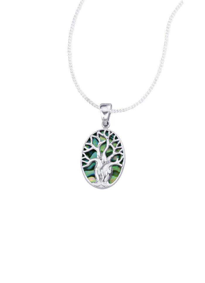 Anh&auml;nger mit Ankerkette und Lebensbaum-Motiv 