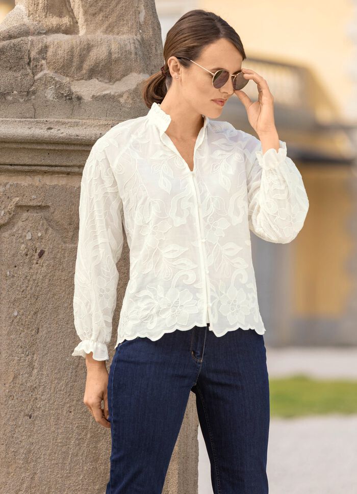 Bluse mit R&uuml;schenzier 