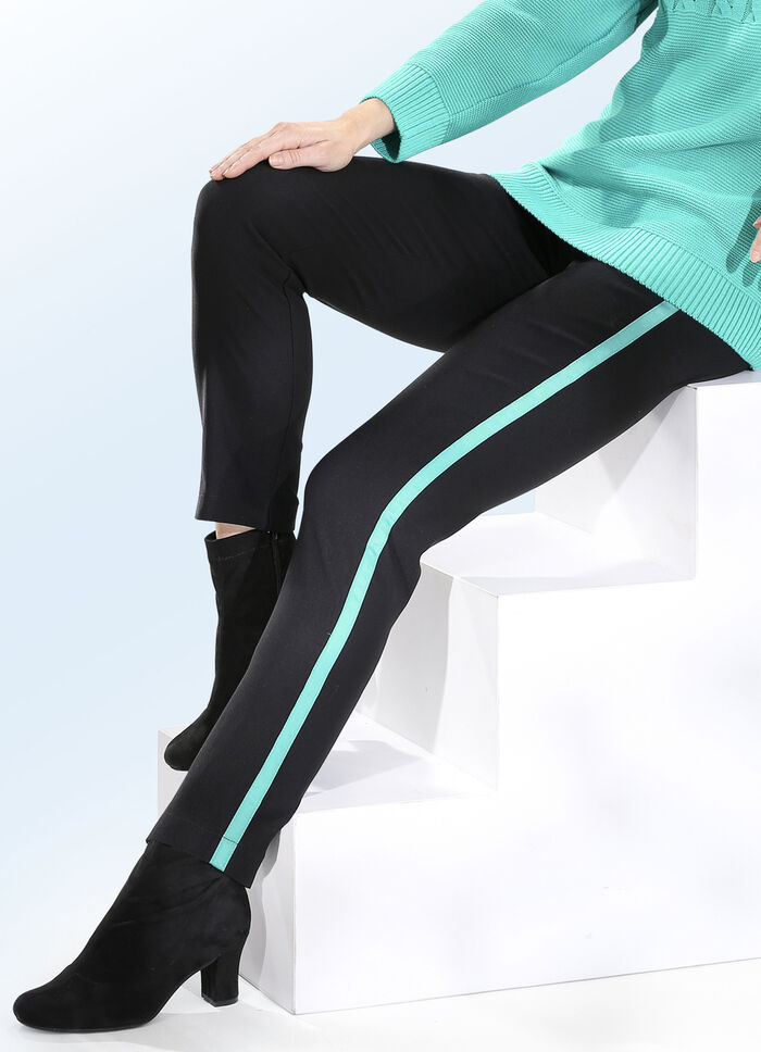 Hose mit tollem, angesagtem Galonstreifen SCHWARZ-GRÜN