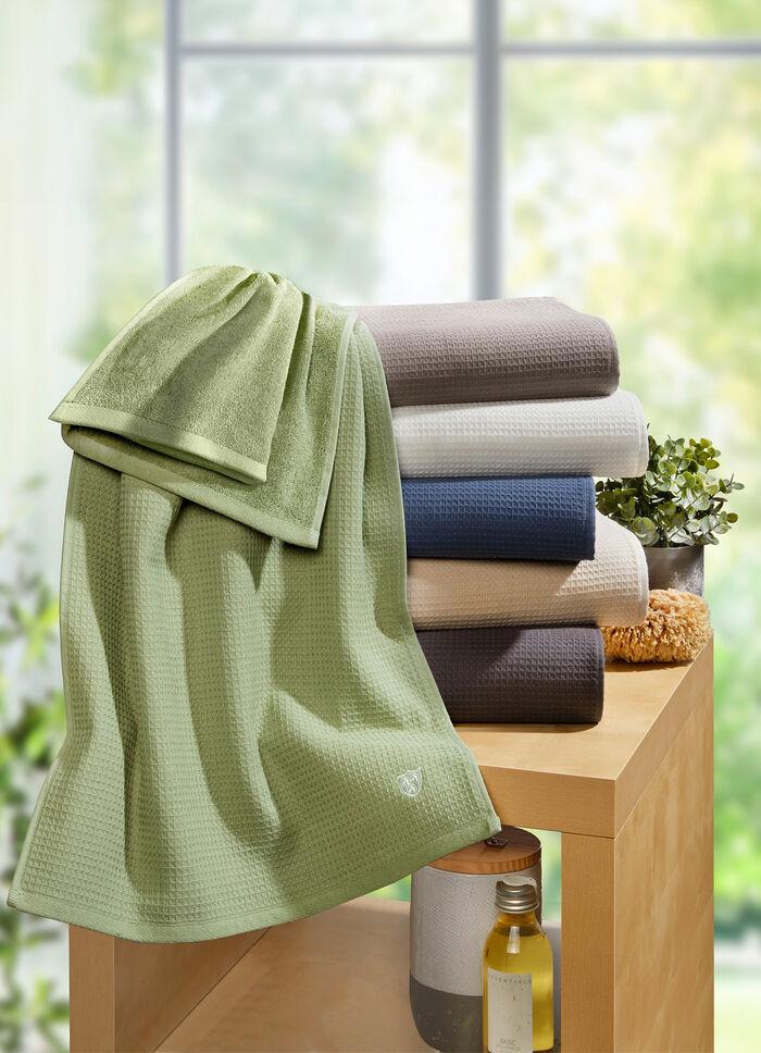 Waffelpiqué-Frottier-Serie aus Baumwolle BLAU