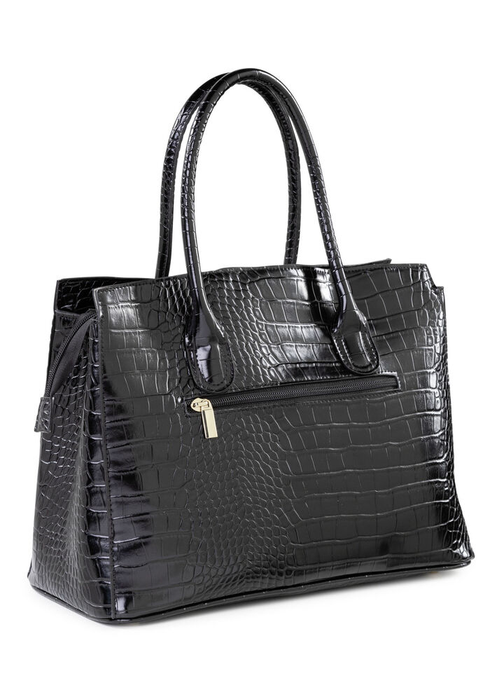 Tasche aus krokogepr&auml;gtem Synthetik SCHWARZ