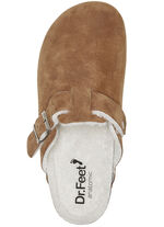 Pantoffel aus weichem Veloursleder COGNAC