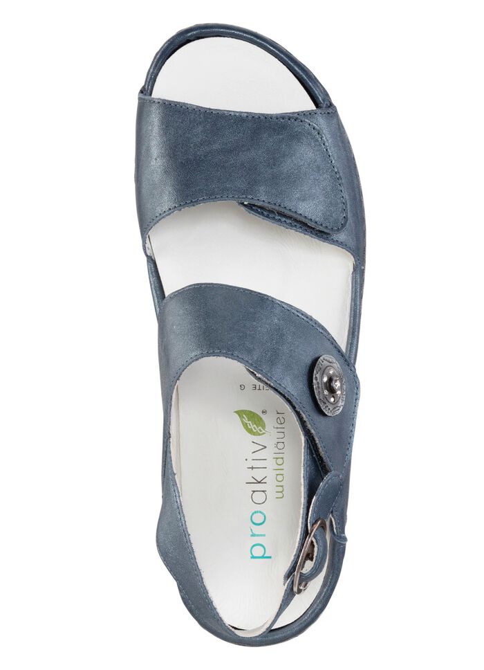 Waldl&auml;ufer Sandale mit Metallschmuck mit Glitzersteinchen STAHLBLAU