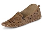 Gemini, sommerliche Damen-Slipper, Weite G, mit herausnehmbarem Fußbett COGNAC