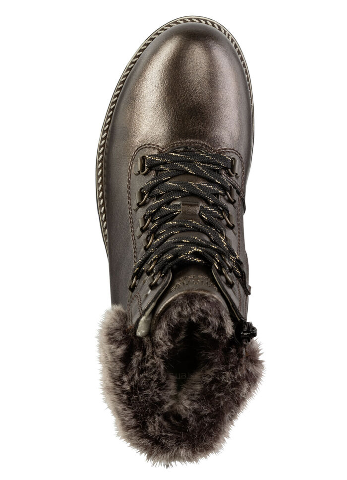Remonte Schnür-Stiefelette mit Plüschkragen DUNKELBRONZE