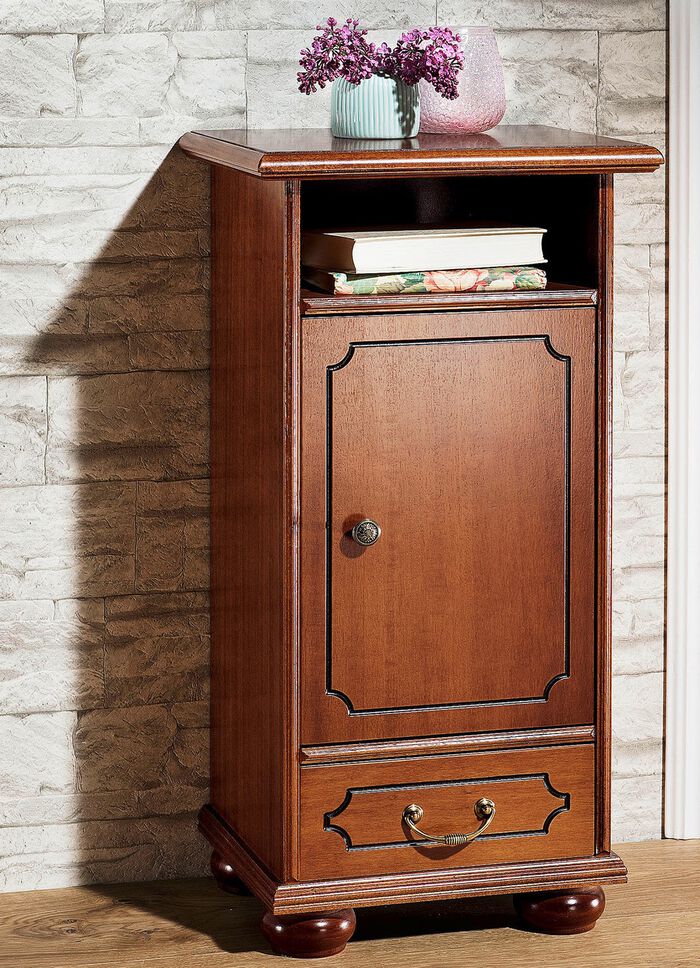 Kommode, 1-t&uuml;rig, mit detailreichen Schnitzereien NUSSBAUM