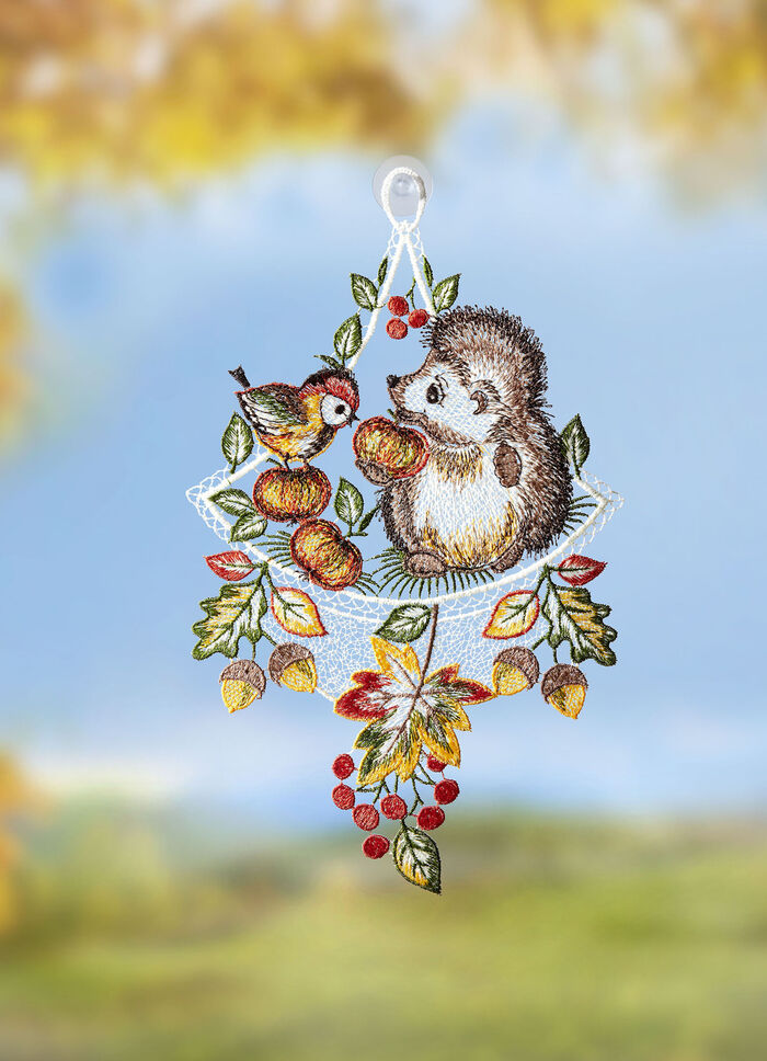 Fensterbild aus echter Plauener Spitze 