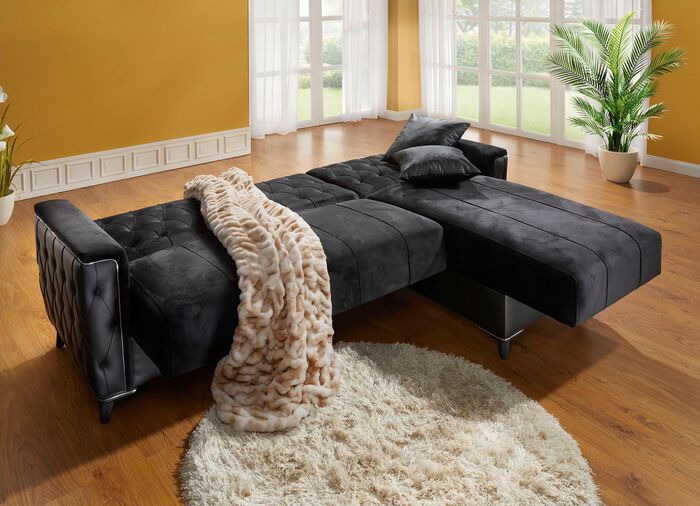 Polsterm&ouml;bel mit Bettkasten und Liegefunktion SCHWARZ