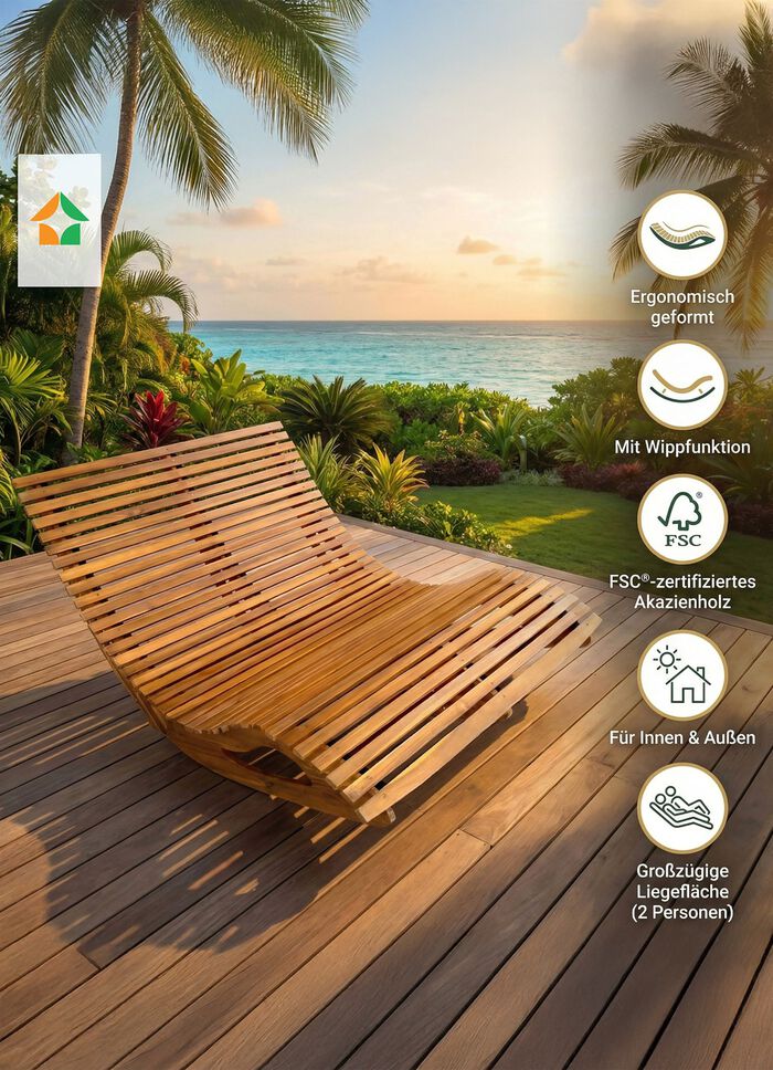 Doppel-Schaukelliege aus Akazienholz 