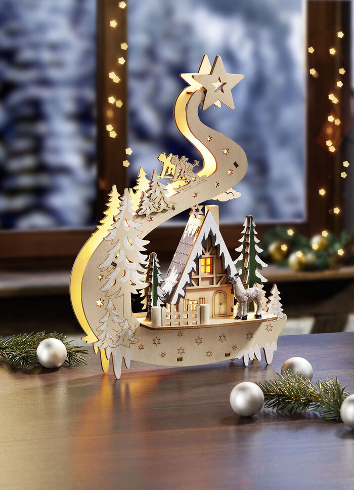 Beleuchtete Holzdekoration 