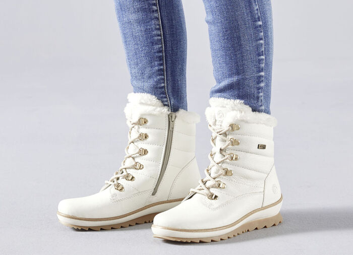 Remonte, gefütterte Damen-Stiefeletten, Winterschuhe, Weite G, mit Lammwolle NATURWEISS