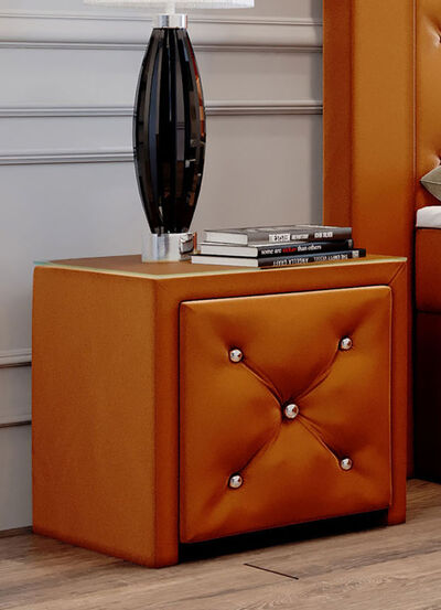 Nachttisch mit Schublade und Glasplatte 