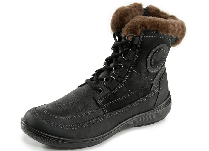 Schnür-Booties mit echtem Lammfellfutter SCHWARZ