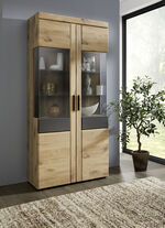 Vitrine mit anthrazitfarbenen Elementen EICHE-ANTHRAZIT